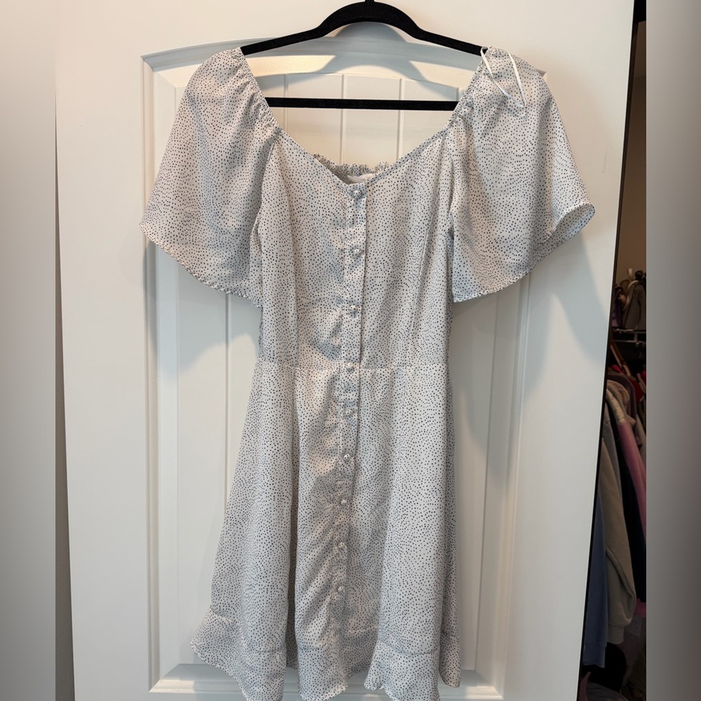 White and Black Button-Down Dress